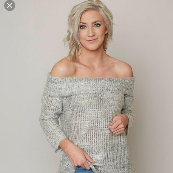 Love @ First Sight Sweaters - Love @ First Sight Off The Shoulder Sweater
